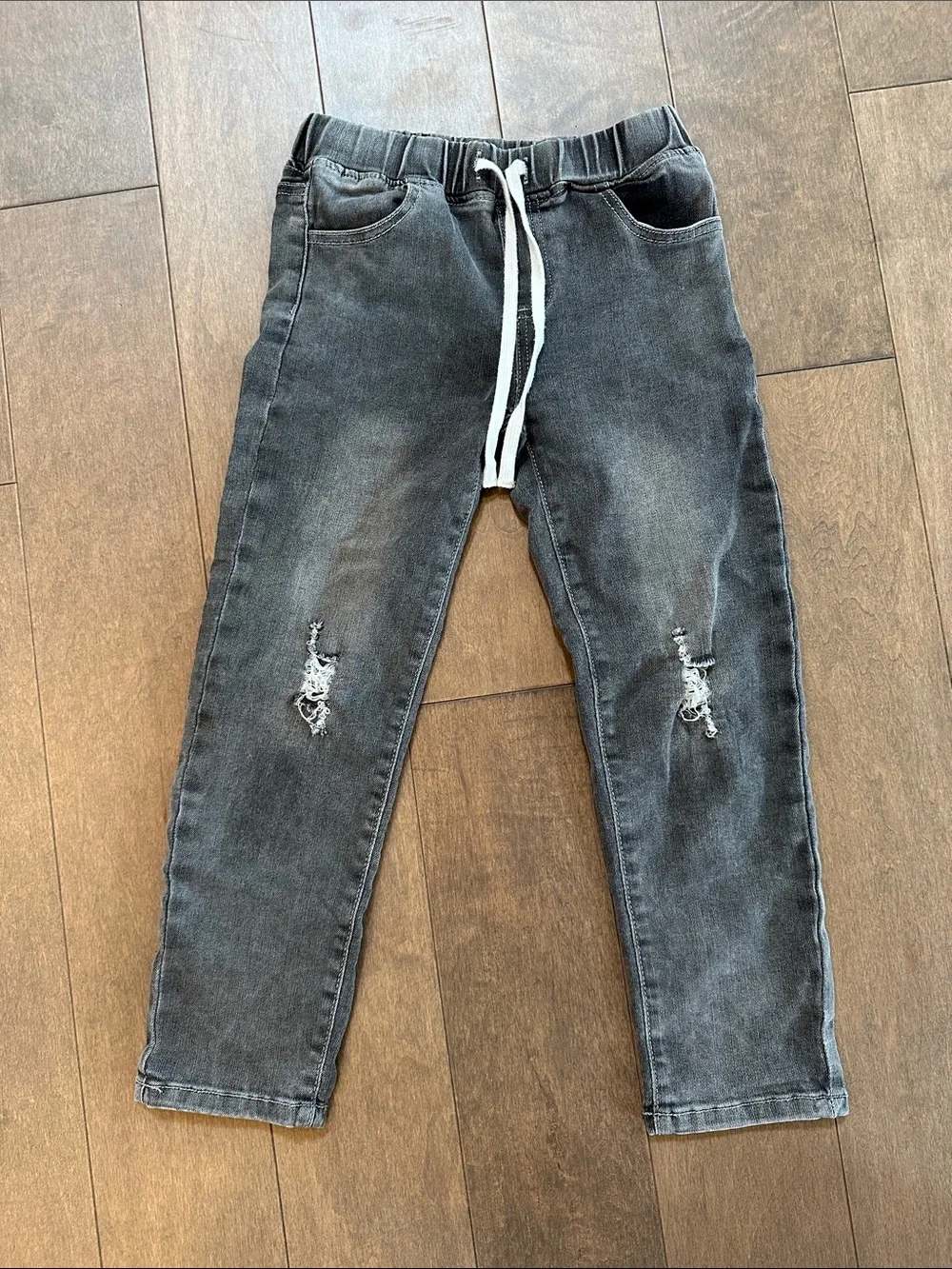 Little Bipsy Black Washed Distressed Drawstring Jeans